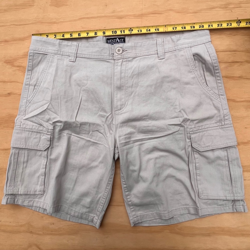Westace Mens Cargo Shorts Size 42 Gray 100% Cotton Multi Pocket Casual Outdoor